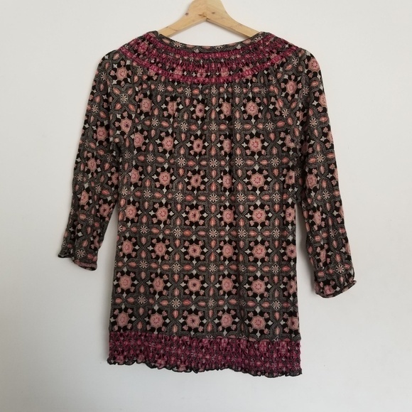 Lucky Brand Patterned Pink and Black Top Sz Small - Picture 2 of 6